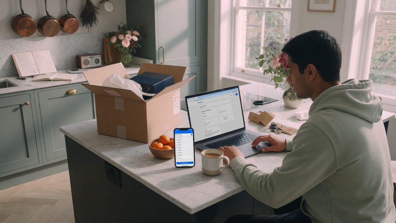 Customer completing an online order with UK address lookup